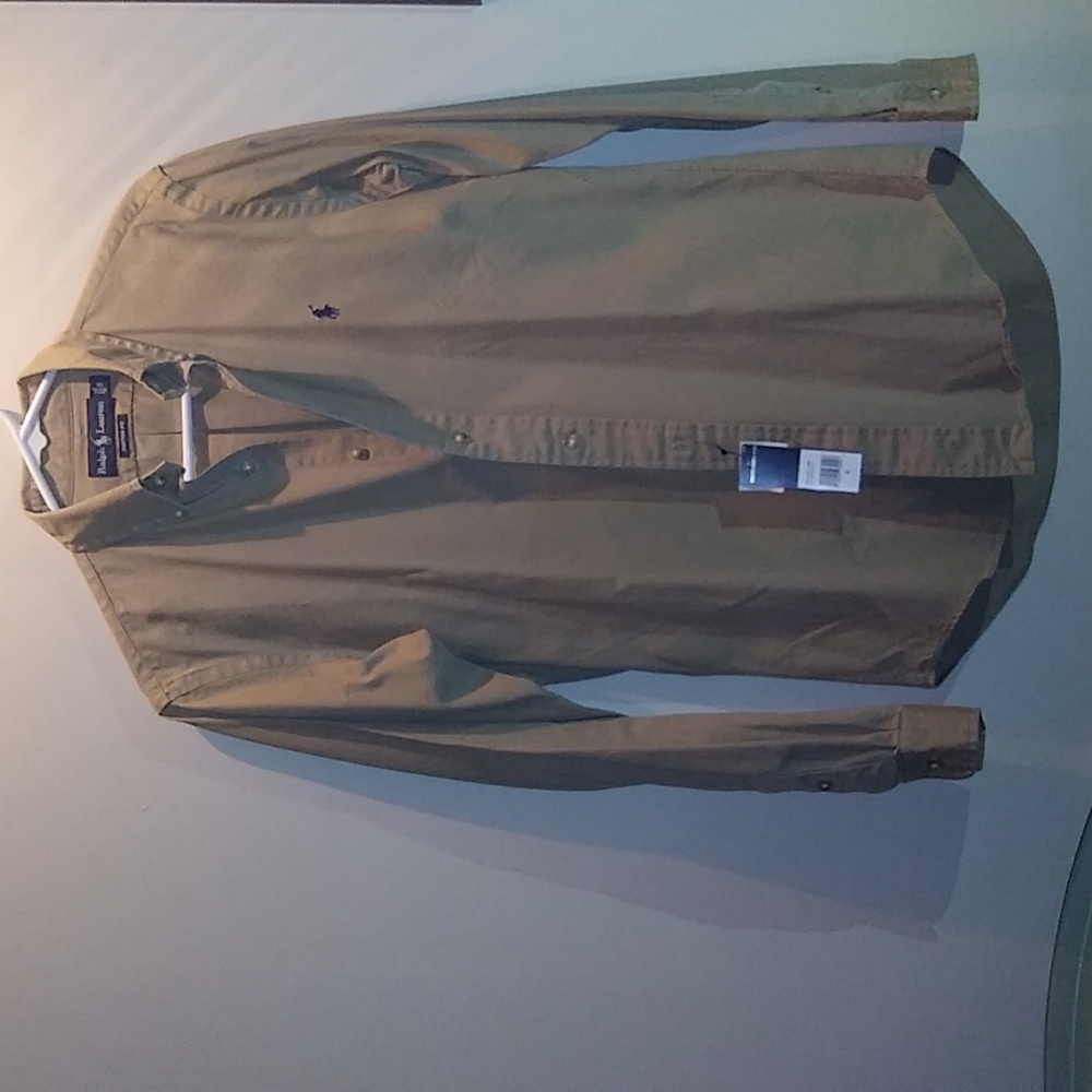 Men's Ralph Lauren Custom Fit Small L/S Button Down Tan/Khaki Shirt